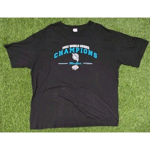 Other - Vintage Florida Marlins 2003 World Series Champions T-Shirt Black 2XL 25x31 Y2K